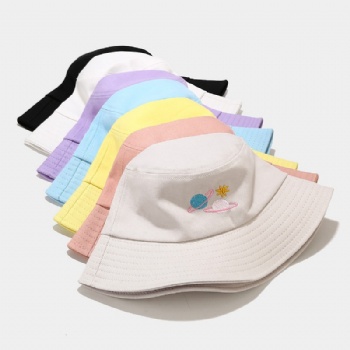 100% Cotton bucket hat with embroidery logo.