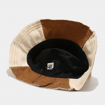 Corduroy bucket hat with custom logo.