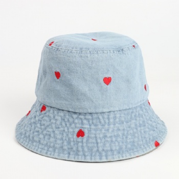 Denim Bucket Hat with custom logo.