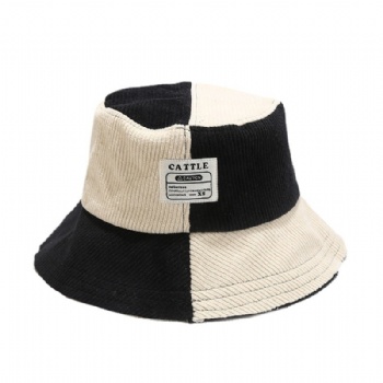 Corduroy bucket hat with custom logo.