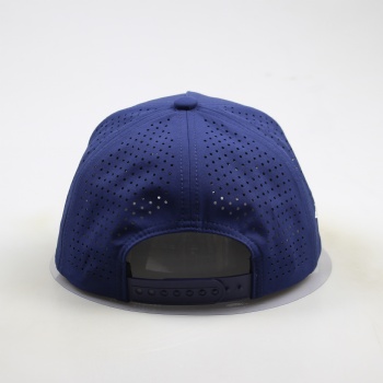 Custom Men 5 Panel Navy Blue Embroidery Logo Perforated Laser Cutting Hole Drilled Baseball Hat,Waterproof Sport Cap