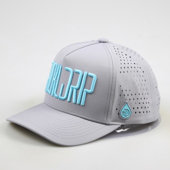 Custom Mens 5 Panel Laser Cut Hole Perforated Gorras,Waterproof Sport Baseball Cap,Rubber Logo Quick Dry Performance Dad Hat