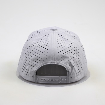 Custom Mens 5 Panel Laser Cut Hole Perforated Gorras,Waterproof Sport Baseball Cap,Rubber Logo Quick Dry Performance Dad Hat