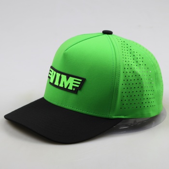 Custom Men 5 Panel Black Rubeber Patch Logo Perforated Laser Cutting Hole Drilled Baseball Hat,Waterproof Sport Cap